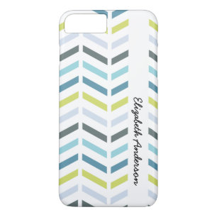 Preppy Zigzag Aqua and Green Chevrons With Name Case-Mate iPhone Case