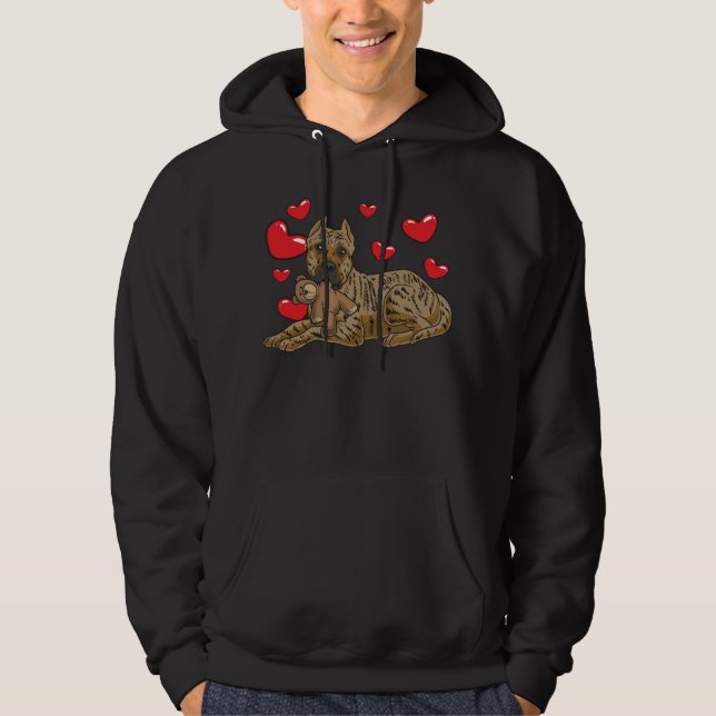 Presa Canario Dog with stuffed animal and hearts Hoodie (Front)
