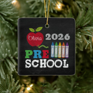 Preschool 2026 Chalkboard Name Ornament