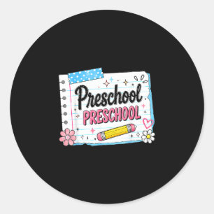 Preschool back to school for girls pink preschool classic round sticker