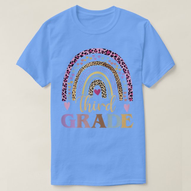 Preschool Boho Rainbow Leopard Teacher Kid Back To T-Shirt (Design Front)