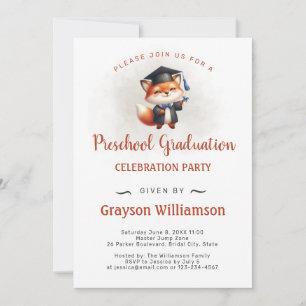 Preschool Boy Graduation Fox Invitation