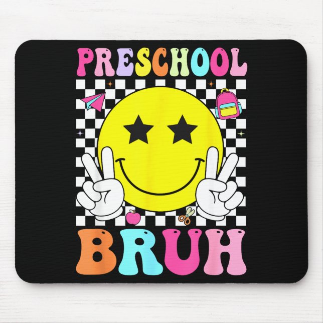 Preschool bruh retro smile face back to school mouse pad (Front)