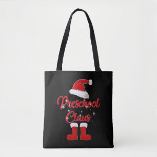 preschool claus christmas family matching tote bag