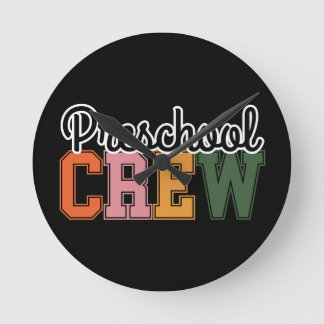 Preschool Crew Cute Round Clock