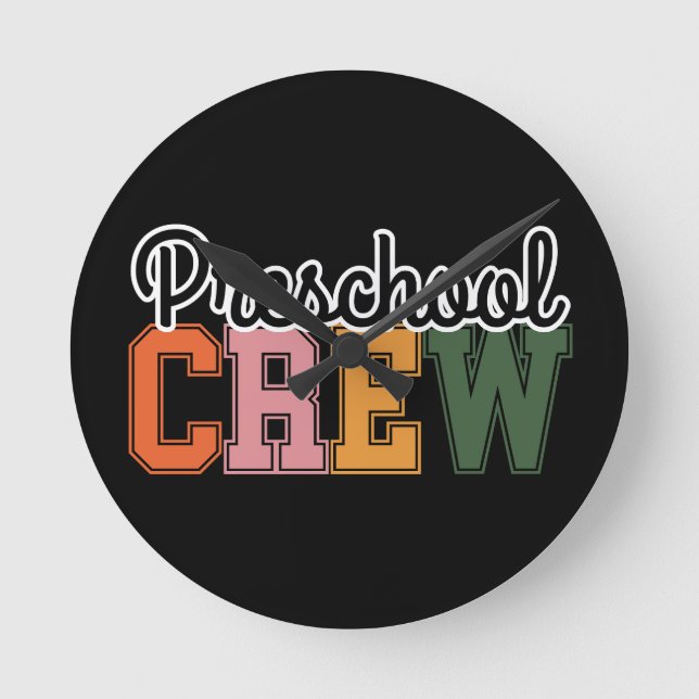 Preschool Crew Cute Round Clock (Front)