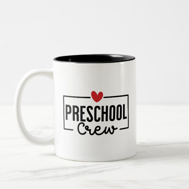 Preschool Crew Preschool Squad Two-Tone Coffee Mug (Left)