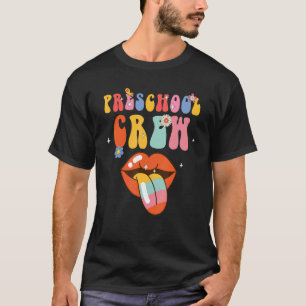 Preschool Crew Retro Groovy Back To School Teacher T-Shirt