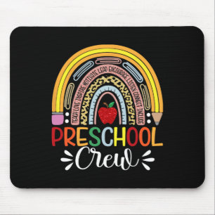Preschool Crew Teacher Shirt - Cute Rainbow Back T Mouse Pad