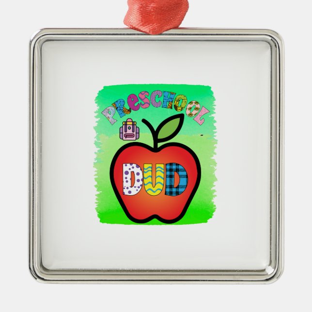 Preschool Dud Teacher Metal Tree Decoration (Front)
