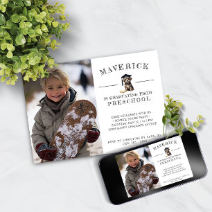 Preschool Grad Invitation Cute Scruffy Puppy  