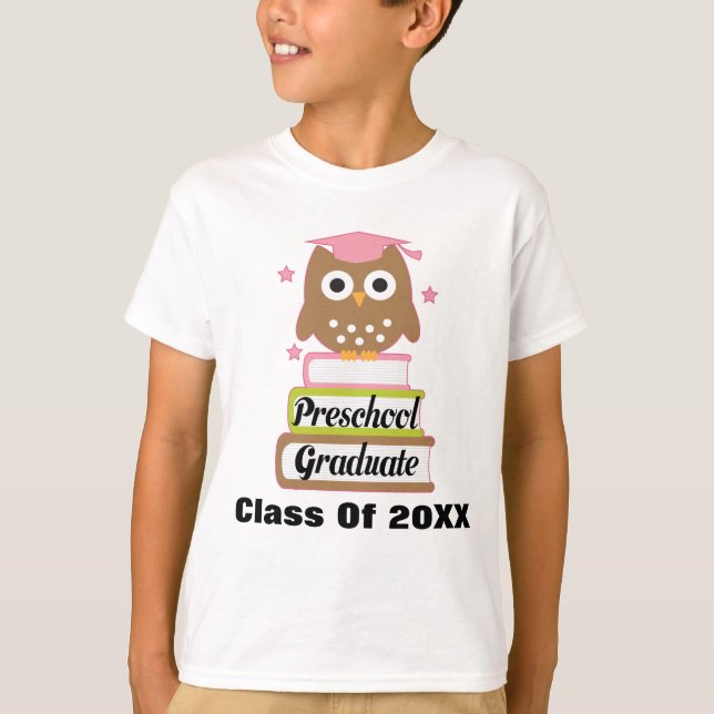 Preschool Graduate 2015 Owl Graduation T-Shirt (Front)