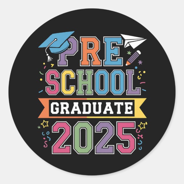 Preschool Graduate 2025 Graduation Pre K School Classic Round Sticker (Front)