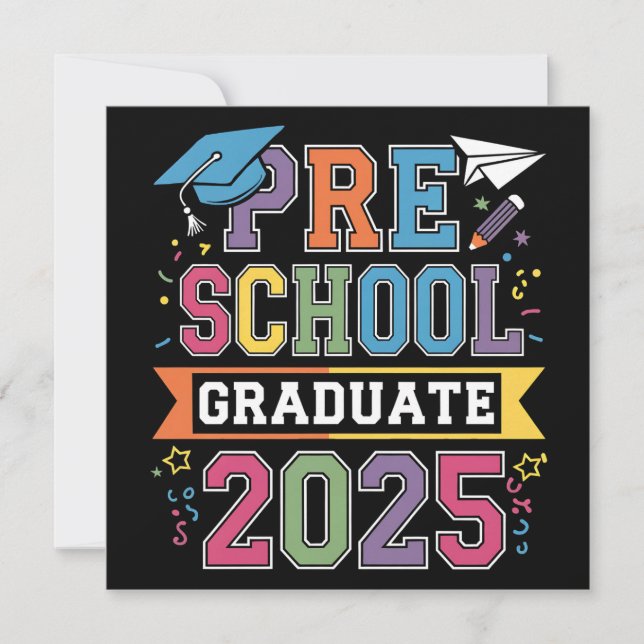 Preschool Graduate 2025 Graduation Pre K School Invitation (Front)
