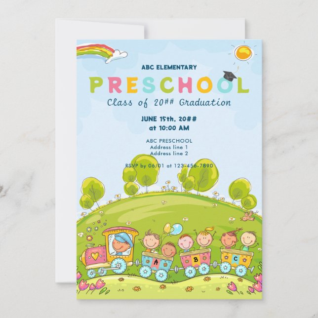 Preschool Graduate Elementary Graduation Ceremony Invitation (Front)