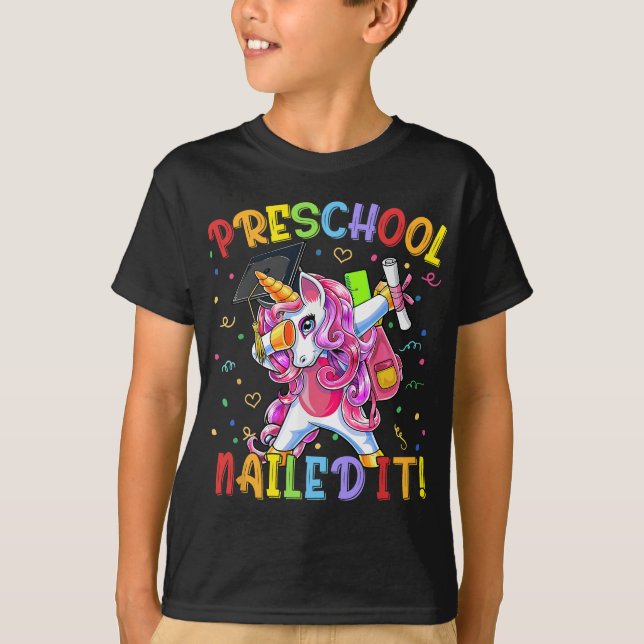 Preschool Graduation Class Of 2022 Dabbing Unicorn T-Shirt (Front)