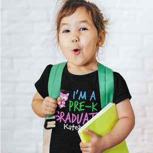 Preschool Graduation Girl Cute Pink Owl Custom Toddler T-Shirt