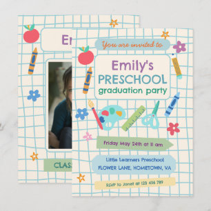 Preschool Graduation Party Photo Invitation