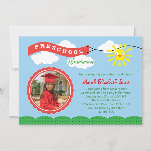 Preschool Graduation Photo Invitation (Front)