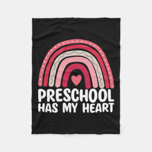 Preschool Has My Heart Funny Valentines Day Teache Fleece Blanket
