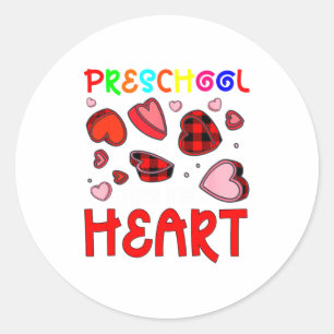 Preschool Has My Heart Valentines Hearts Teacher Classic Round Sticker