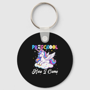 Preschool here come unicorn back to school girl key ring