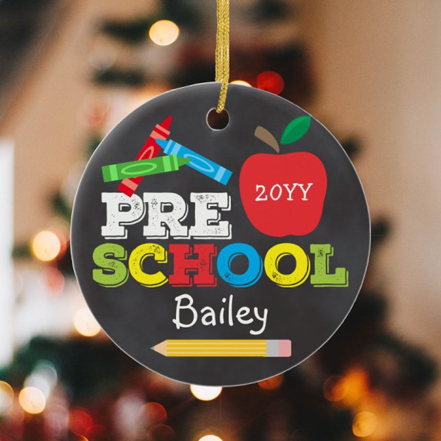 Preschool Keepsake Chalkboard Colourful Kids Photo Ceramic Tree Decoration (Creator Uploaded)