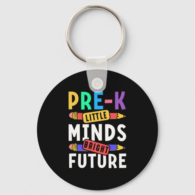 Preschool Kids Back to School Little Minds Bright  Key Ring (Front)