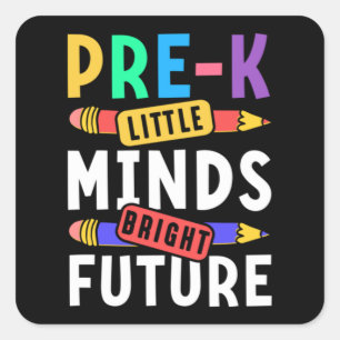 Preschool Kids Back to School Little Minds Bright Square Sticker