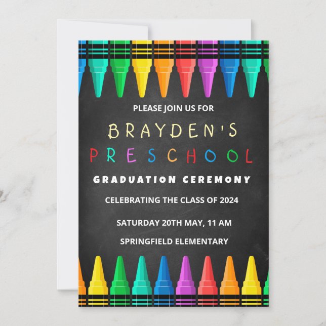 Preschool Kids Chalkboard Graduation Invitation (Front)