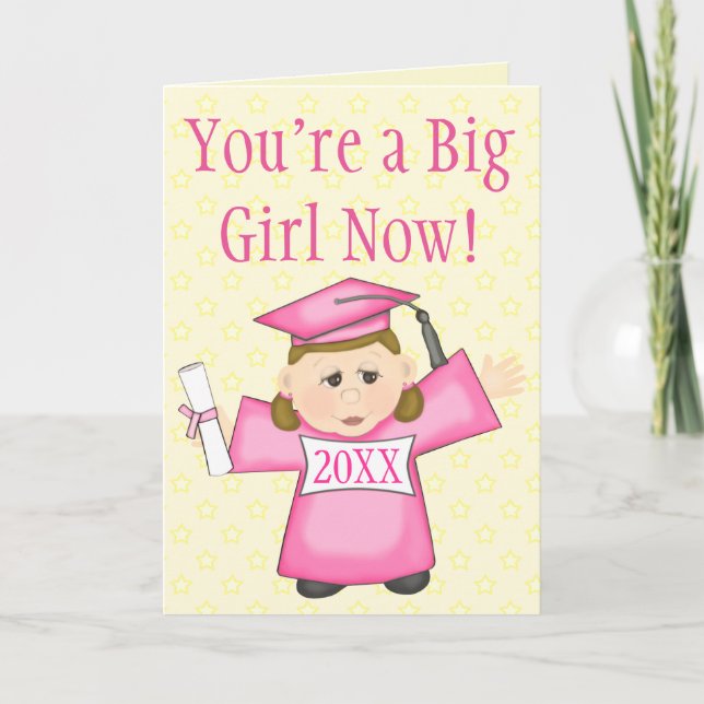 Preschool / Kindergarten Girl Graduation Card (Front)