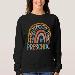 Preschool Leopard Rainbow First Day Teacher Kids Sweatshirt