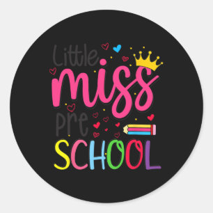 Preschool Little Miss Back To School Girls Prescho Classic Round Sticker
