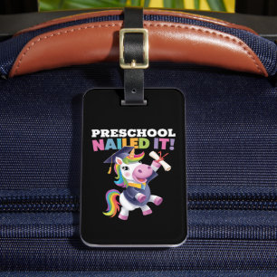 Preschool Nailed It Unicorn Graduation Cap Luggage Tag