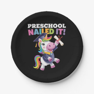 Preschool Nailed It Unicorn Graduation Cap Paper Plate