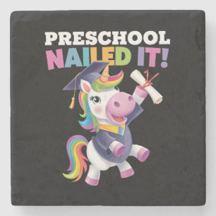 Preschool Nailed It Unicorn Graduation Cap Stone Coaster