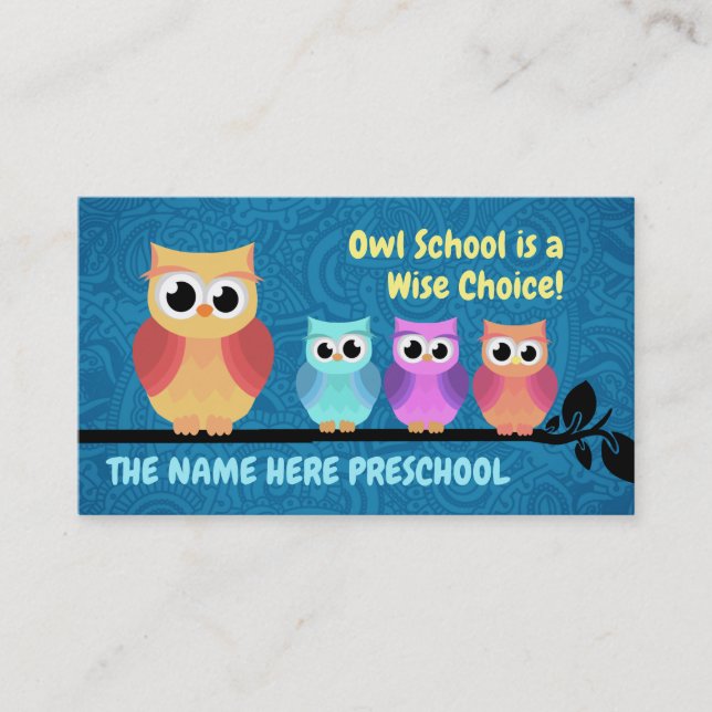 Preschool Owl Business Cards (Front)