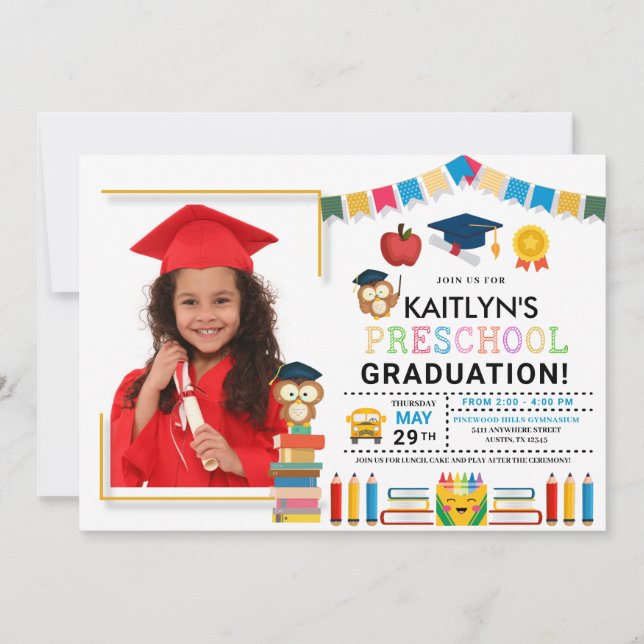 Preschool Photo Graduation Invitation (Front)