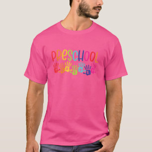 Preschool Rainbow Girls Boys Teacher Team Preschoo T-Shirt