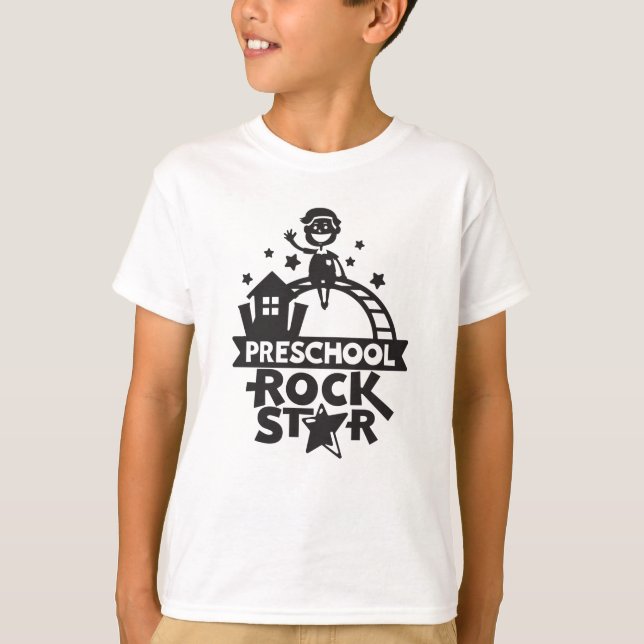 Preschool Rock Star Cute Kids Illustration T-Shirt (Front)