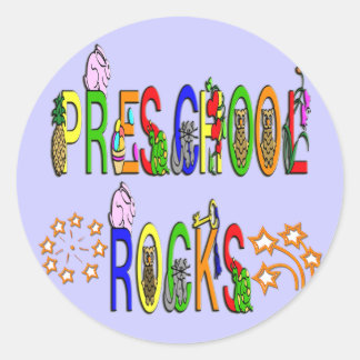Preschool Rocks - Stars Classic Round Sticker
