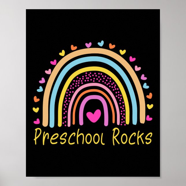 Preschool Rocks Teacher Rainbow Poster (Front)