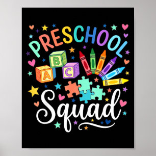 Preschool squad back to school cute cool teacher poster