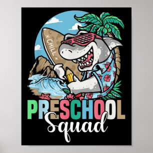 Preschool Squad Back To School Funny Shark For Kid Poster