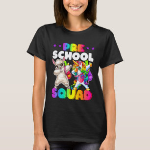 Preschool Squad Dabbing Unicorn Llama Back to Scho T-Shirt