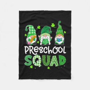 Preschool squad gnome teacher lucky shamrock st fleece blanket