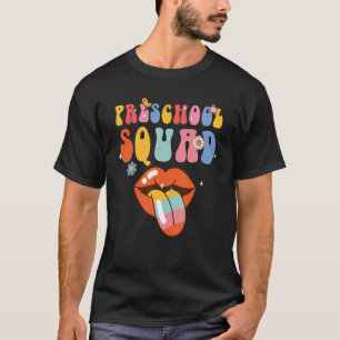 Preschool Squad Retro Groovy Back To School Teache T-Shirt