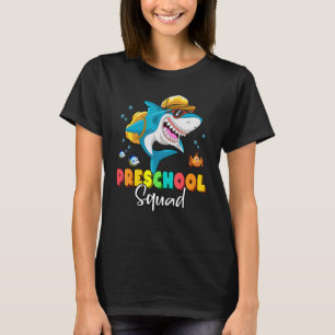 Preschool Squad Shark Backpack Back To School Boy T-Shirt