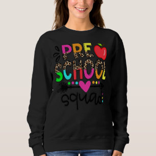 Preschool Squad Teacher Student Team Leopard Back  Sweatshirt