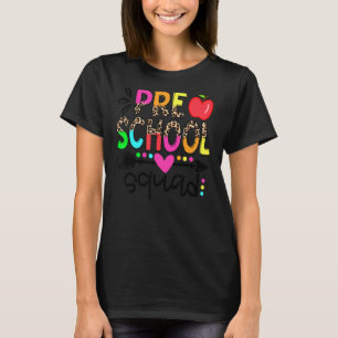 Preschool Squad Teacher Student Team Leopard Back  T-Shirt